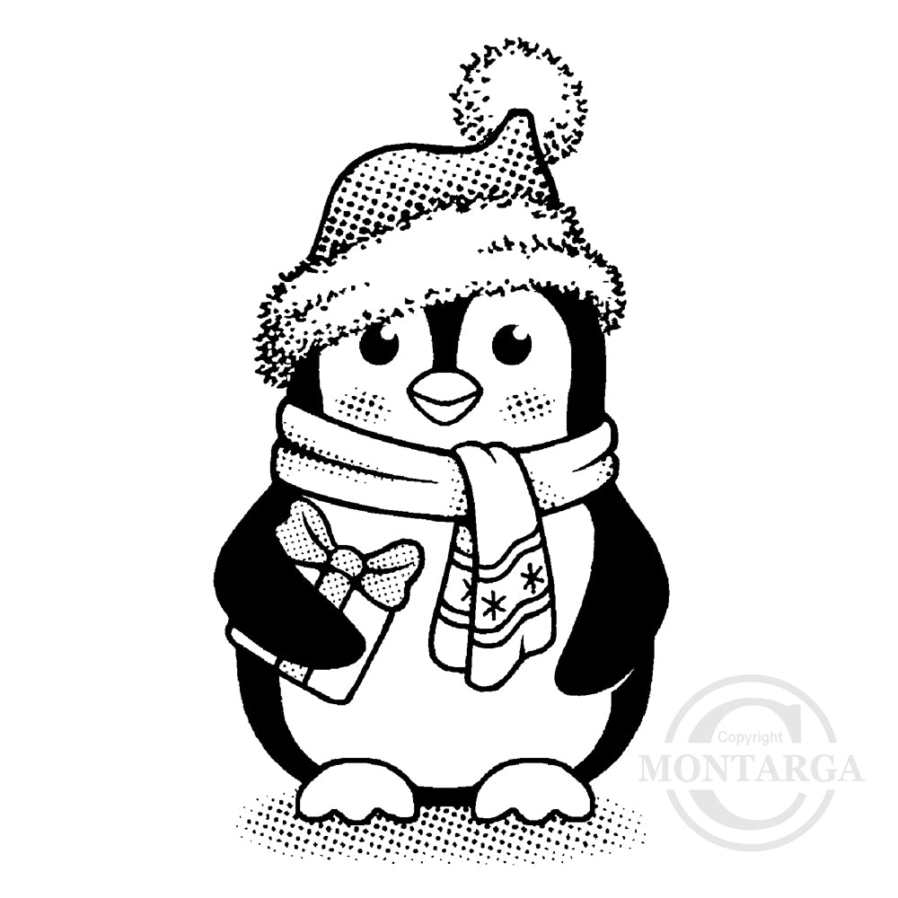 2410 G - Christmas Penguin Rubber Stamp