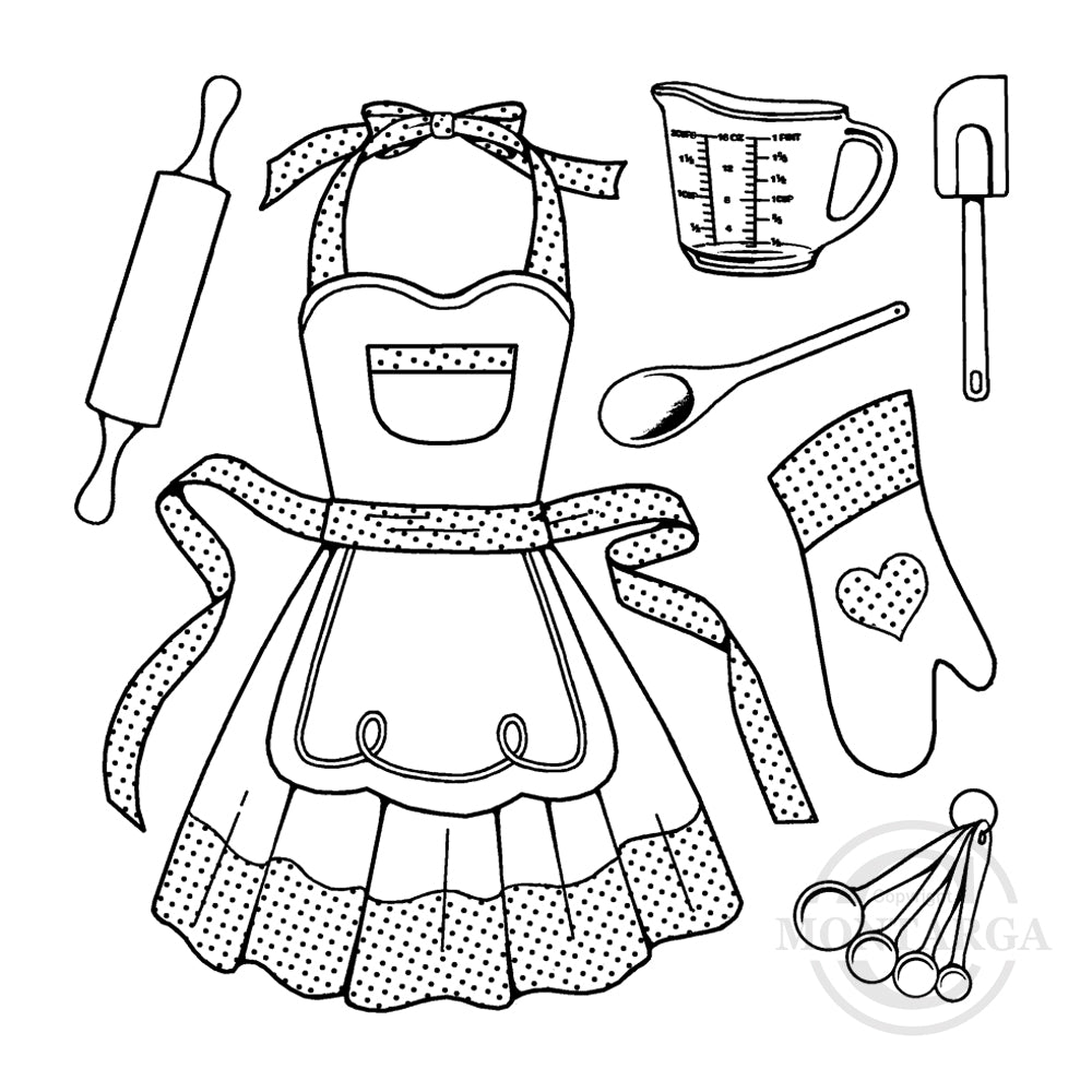 2684 H - Apron Baking Rubber Stamp