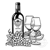 2688 G - Wine and Cheese Rubber Stamp