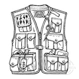 2689 G - Fishing Vest Rubber Stamp