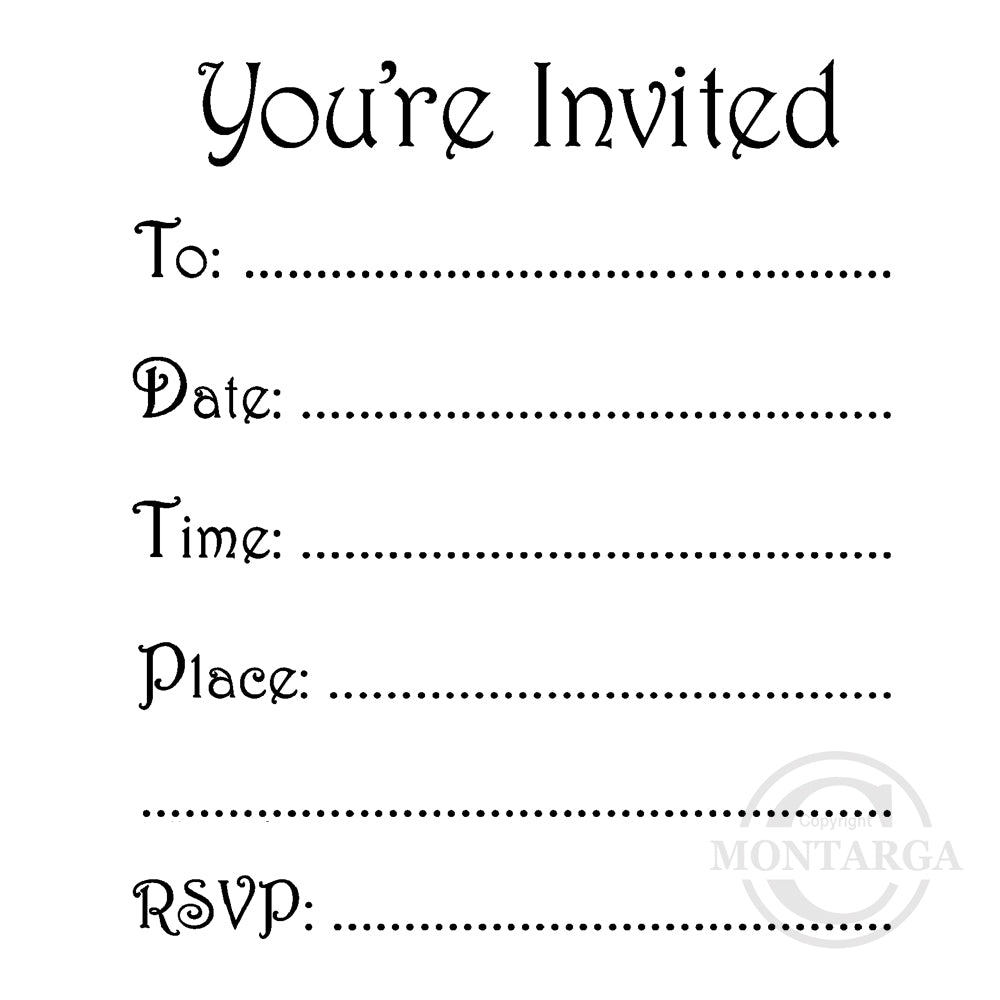 2737 G - You're Invited Wording Rubber Stamp