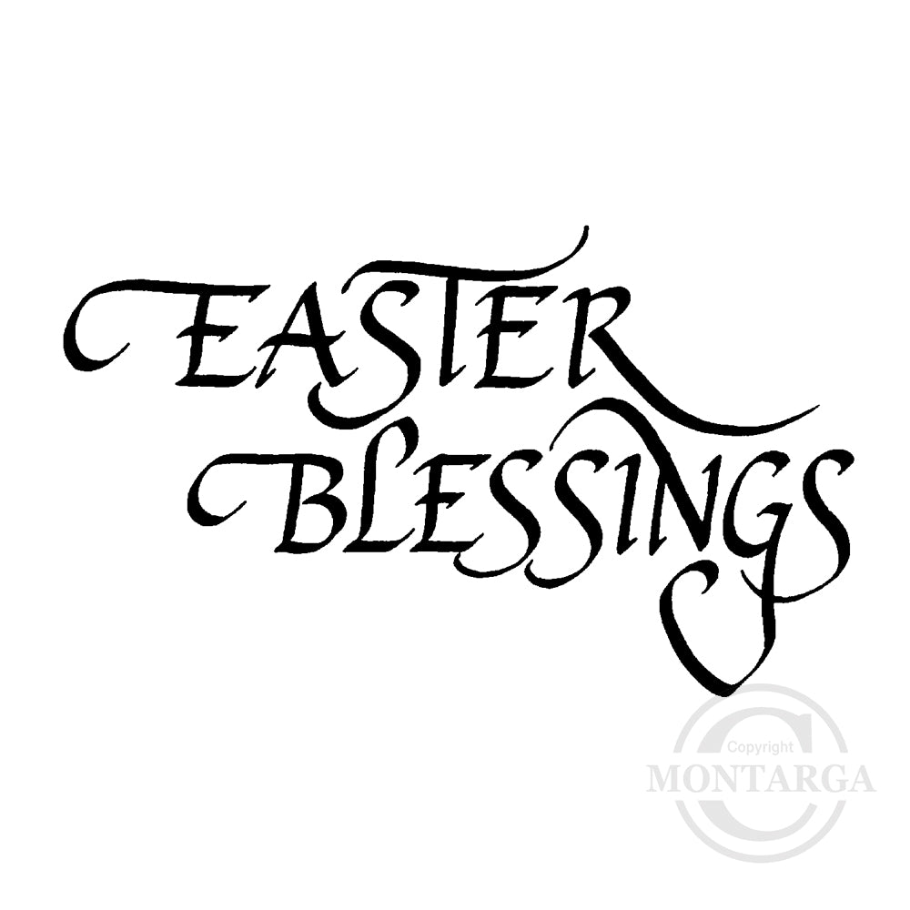 2904 E - Easter Blessings Wording Rubber Stamp