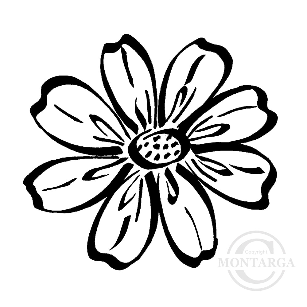 3216 C or F - Flower Head Rubber Stamp