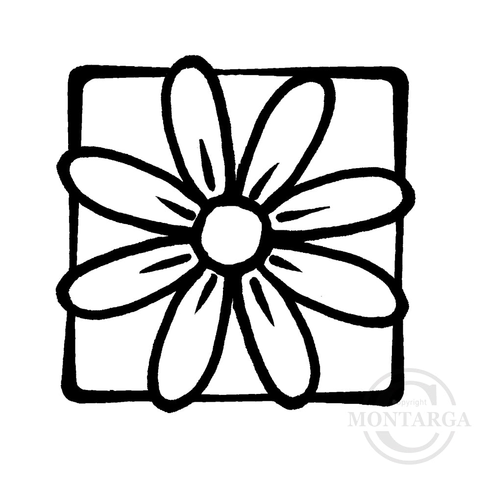 3221 F - Daisy Head In Frame Rubber Stamp