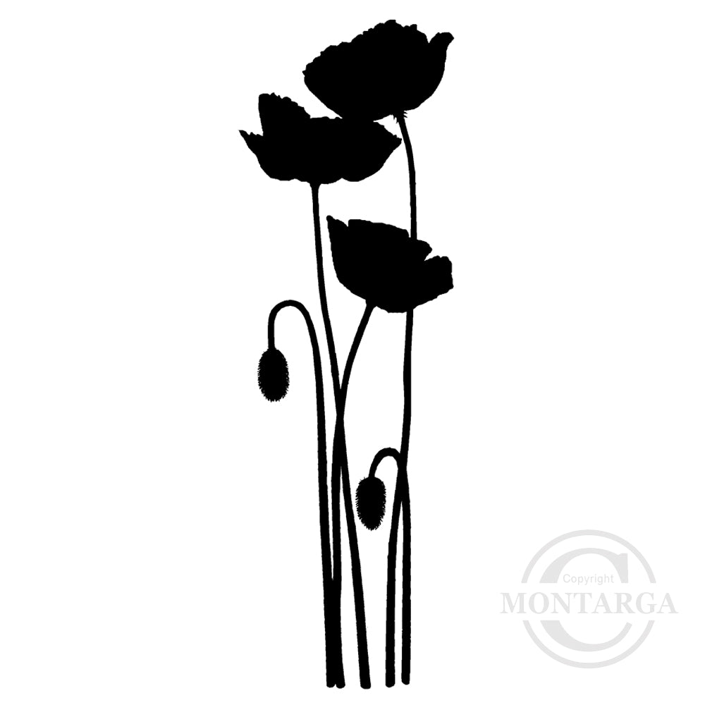 3268 FFF - Poppies silhouette Rubber Stamp