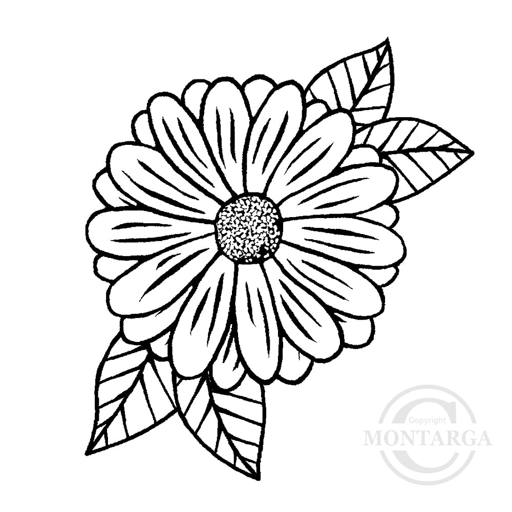 3278D or G -  Flower with Leaves Rubber Stamp