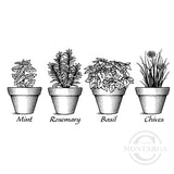 3289 FF - Herbs in Pots Rubber Stamp