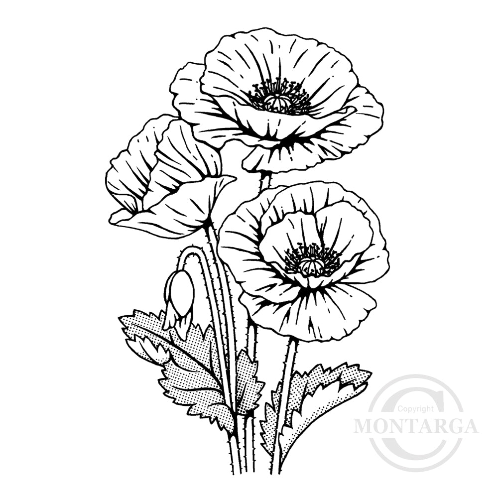 3291 GG - Poppies Rubber Stamp