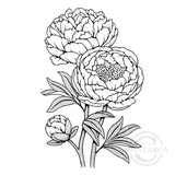 3292 GG - Peony Rose Rubber Stamp