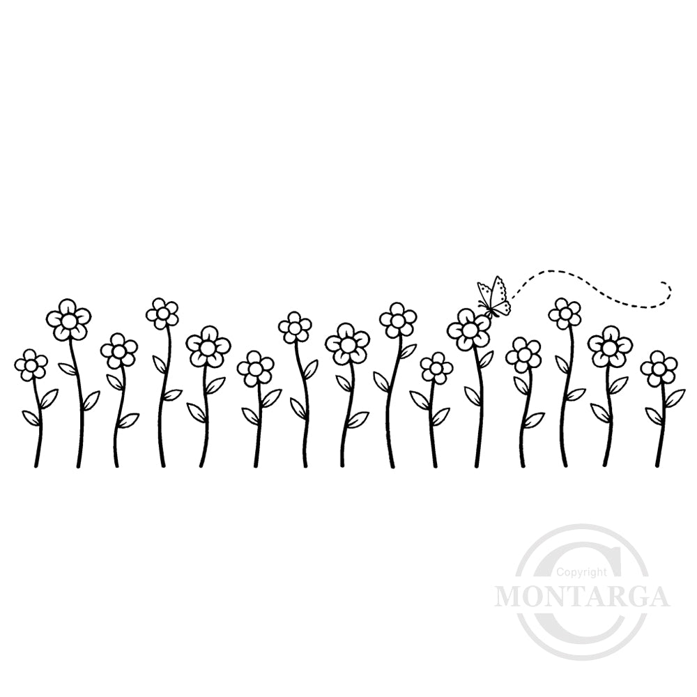 3294 FFF  Flower in a Row Rubber Stamp