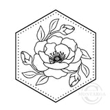 3461 F - Rose Hexagon Rubber Stamp