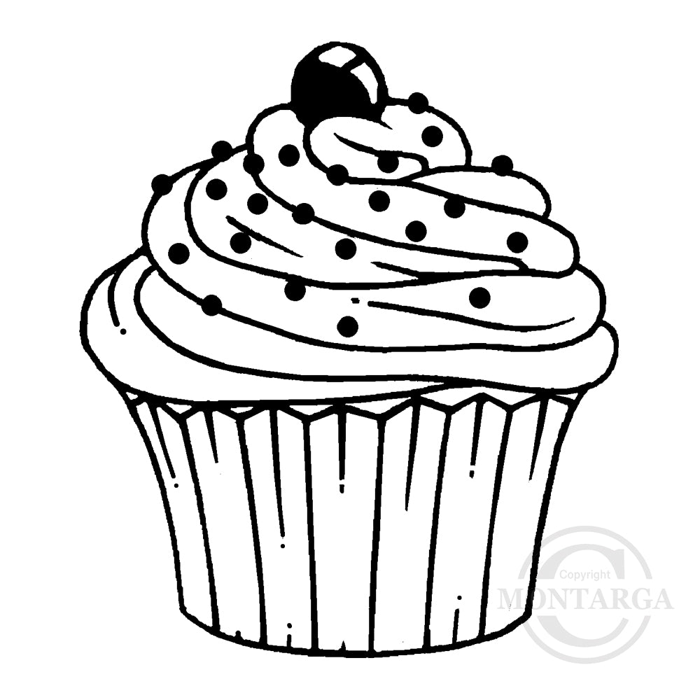 3835 C or F - Cupcake Rubber Stamp