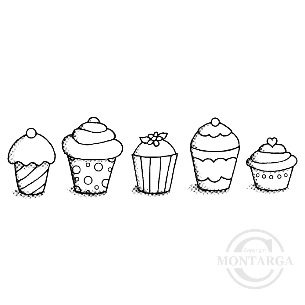 3837 FFF - Cupcakes Rubber Stamp