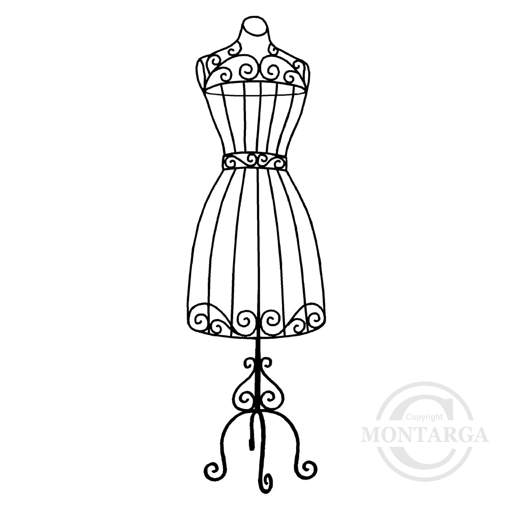 3852 FFF - Wire Mannequin Rubber Stamp