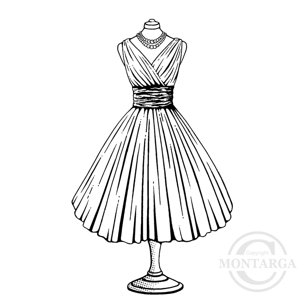 3855 GG - Dress On Mannequin Rubber Stamp