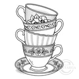 3860 GG - Teacups Rubber Stamp