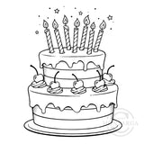 3862 G - Birthday Cake Rubber Stamp