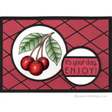 1668 G - Cherries Rubber Stamp