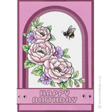 0152 BB - Outline Happy Birthday Wording Rubber Stamp