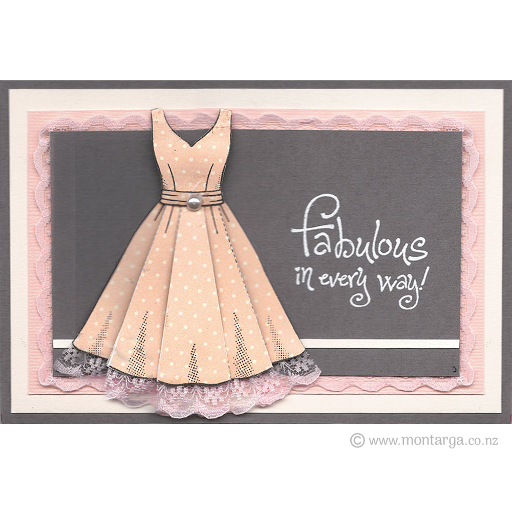 2700 I - Fold Up Dress Rubber Stamp