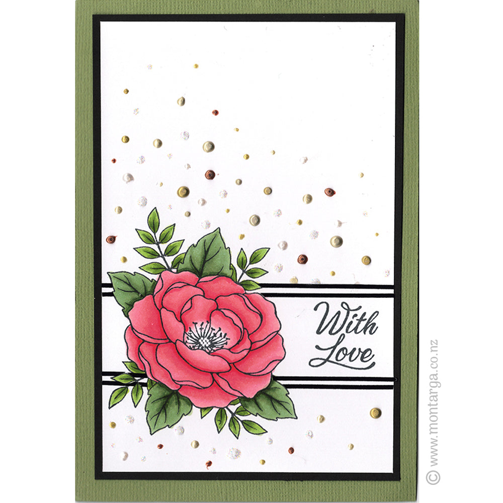 3456 G - Corner Flower Head Rubber Stamp