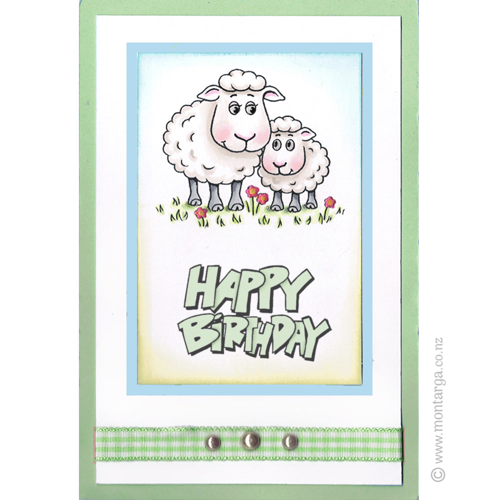 0103 E - Outline Happy Birthday Wording Rubber Stamp