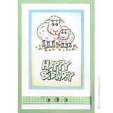 0103 E - Outline Happy Birthday Wording Rubber Stamp