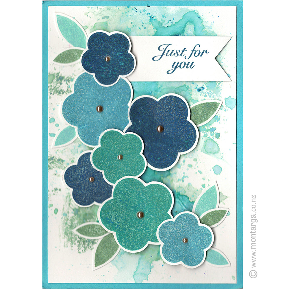 Card Sample - Solid Flower - Teal