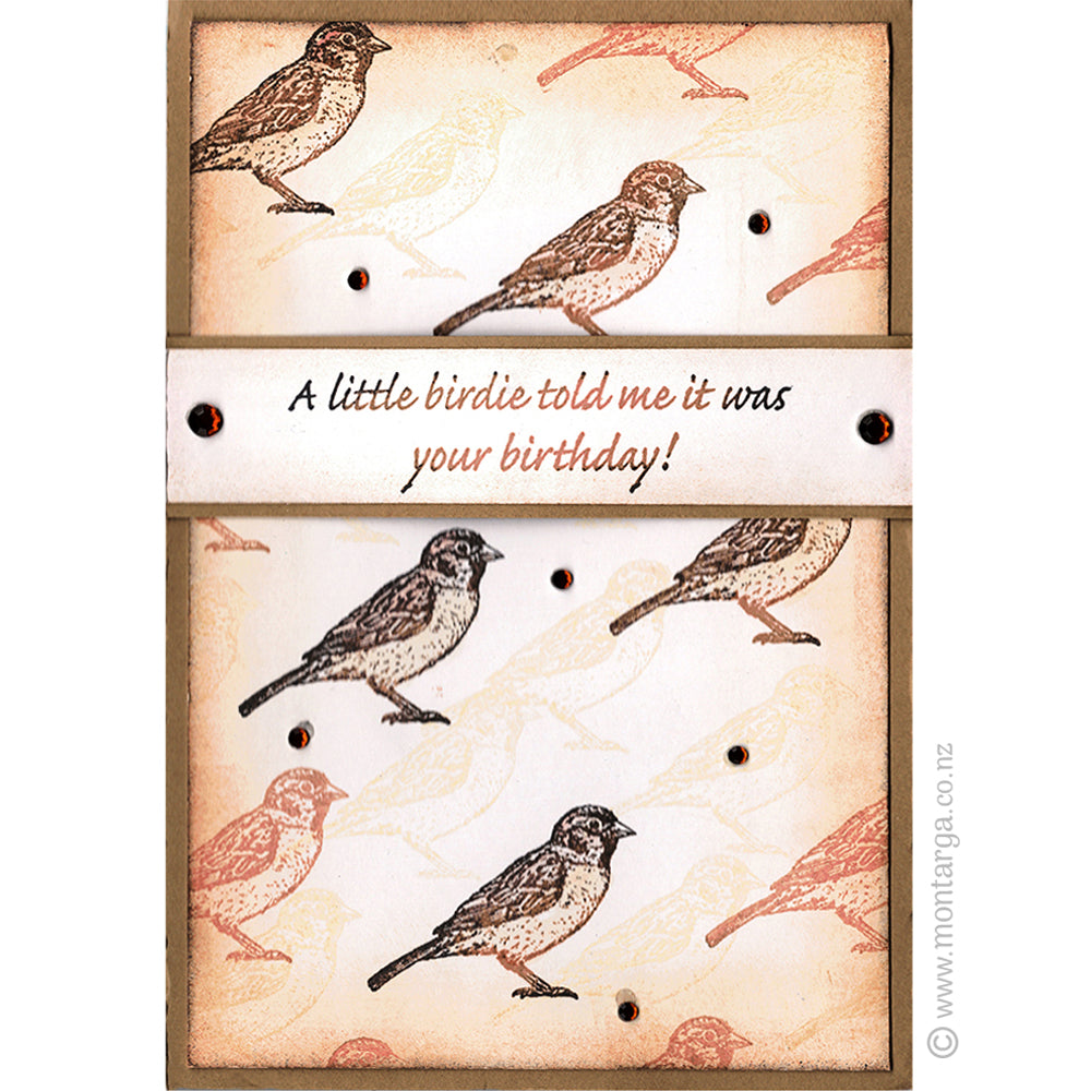 0194 BB - A Little Birdie Told Me Wording Rubber Stamp