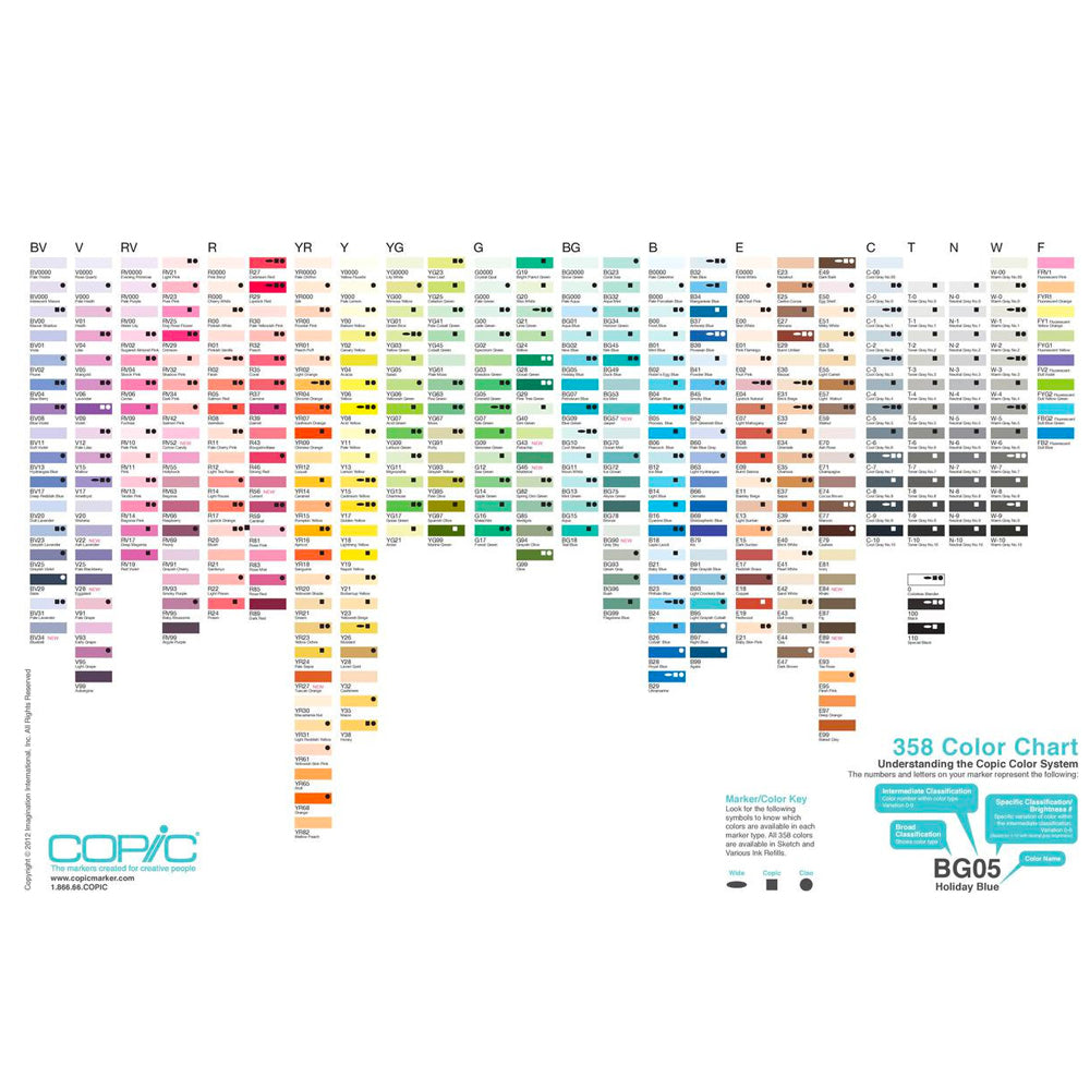 Copic Marker Colour Chart