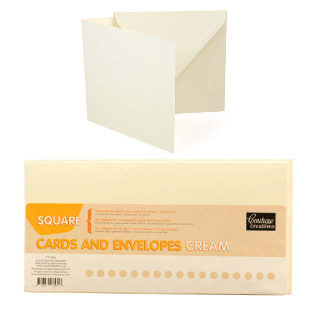 Couture Creations Cards + Envelopes Set 50pk - Square Cream CO724846
