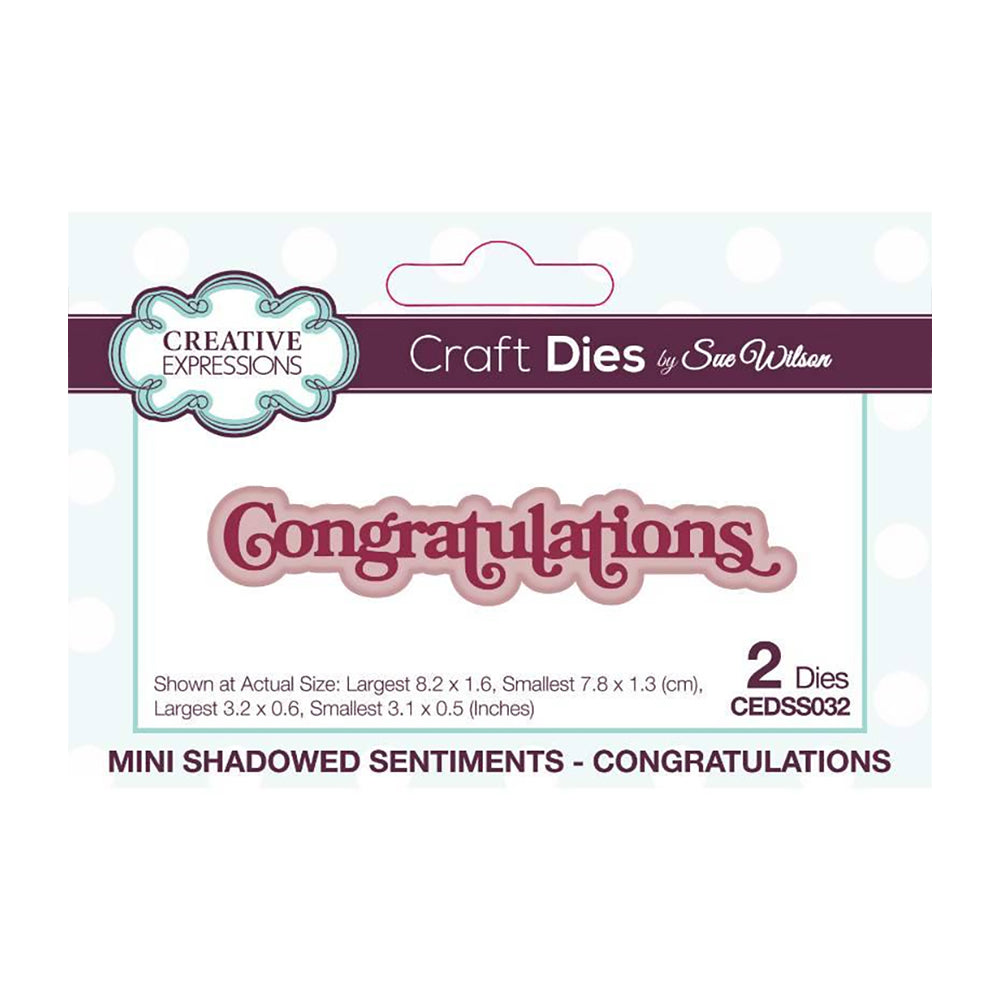 Creative Expressions Mini Shadowed Sentiments Die - Congratulations CEDSS032