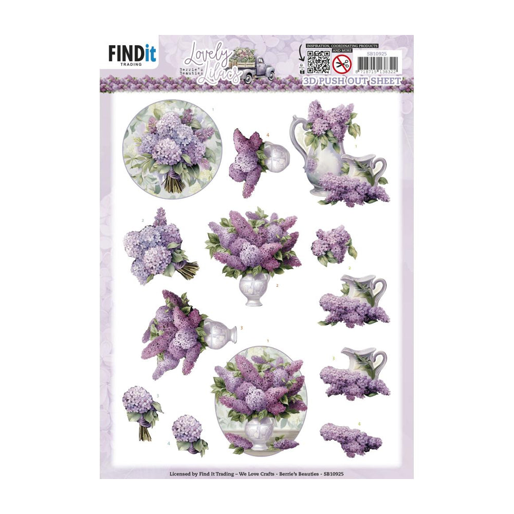 3D Push Out Sheet - Lovely Lilacs - Lovely Bouquets - SB10925