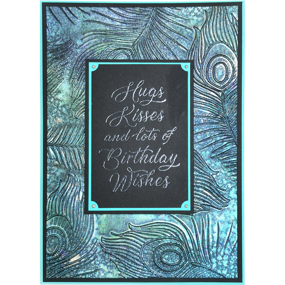 Card Sample - Peacock Feathers with embossing