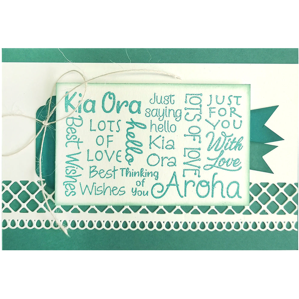 Card Sample - Kia Ora Greetings in teal