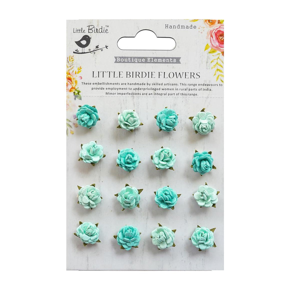 Little Birdie Handmade Paper Flowers - Micro Roses - Arctic Ice