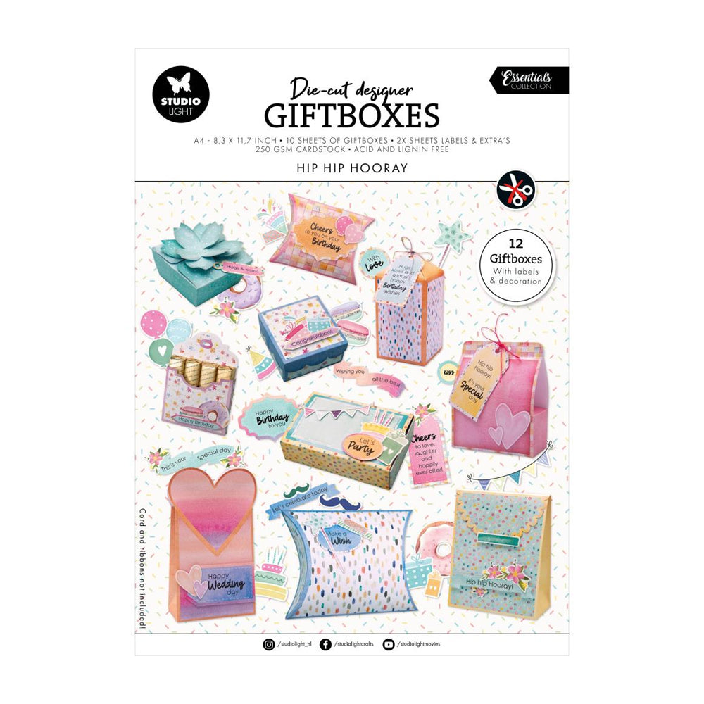 Studio Light Die Cut Designer Gift Boxes - Hip Hip Hooray