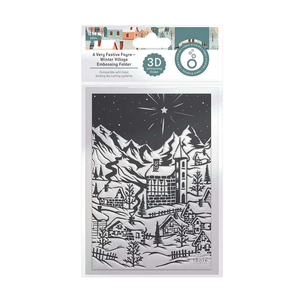 Tonic Studios 3D Embossing Folder - A Very Festive Fayre - Winter Village