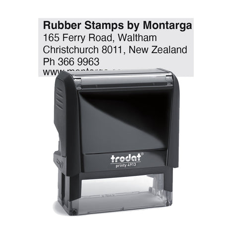 Trodat 4913 - Custom Self Inking Rubber Stamp Front view 22 x 58mm size