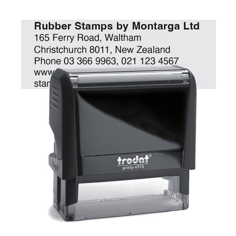 Trodat 4915 - Custom Self Inking Rubber Stamp Front view 25 x 70mm size