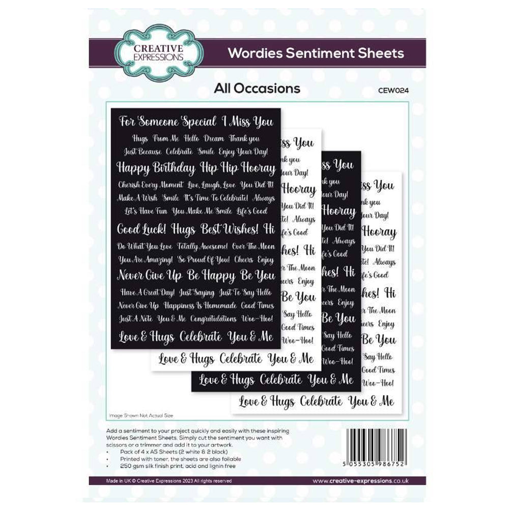 Creative Expressions Wordies Sentiment Sheets - All Occasions CEW024