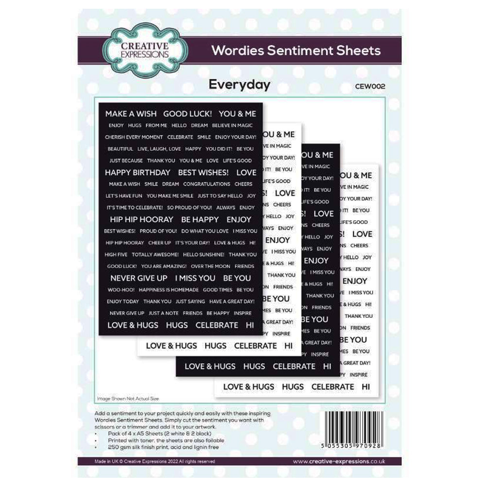 Creative Expressions Wordies Sentiment Sheets - Everyday CEW002