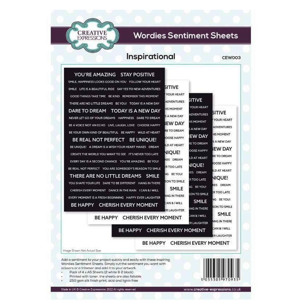 Creative Expressions Wordies Sentiment Sheets - Inspirational CEW003