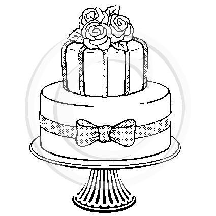 0107 F - Decorated Cake Rubber Stamp