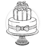 0107 F - Decorated Cake Rubber Stamp