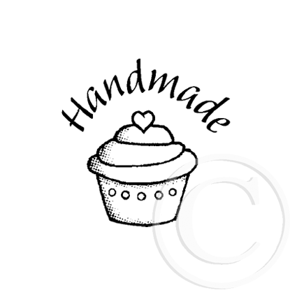 0112 A - Handmade - Cupcake Rubber Stamp