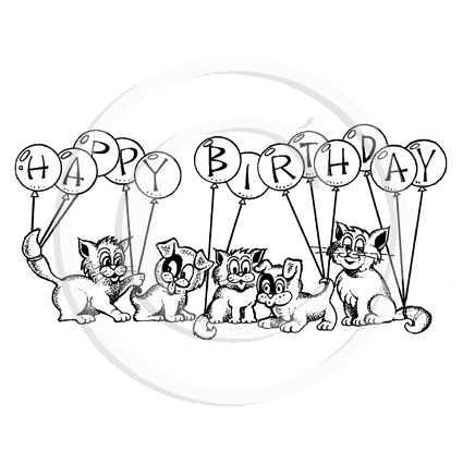 0134 GG - Happy Birthday Animals Rubber Stamp