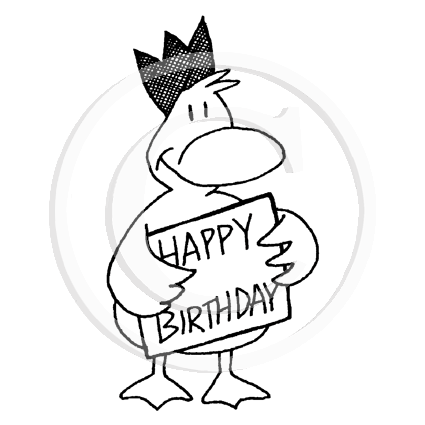 0159 E - Happy Birthday Bird Rubber Stamp