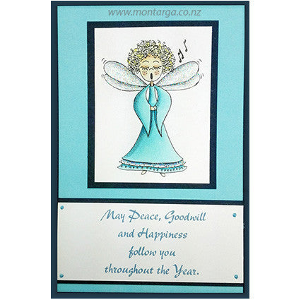 Card Sample - Singing Angel - blue