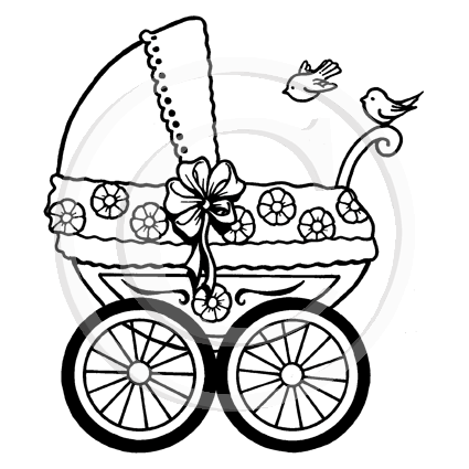 0336 F or C - Baby Pram Rubber Stamp